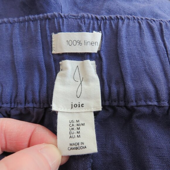 JOIE 100% Linen Belted Pleated Pocket Shorts in Purple Preppy - Size M - Picture 13 of 13